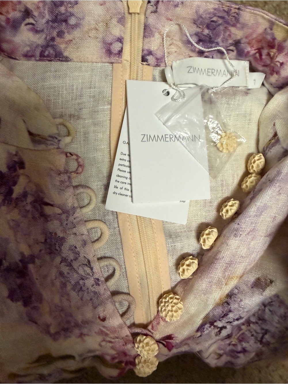 Zimmermann Lyrical Floral Button Front Minidress Size 1 (4-6) Womens - Picture 9 of 9
